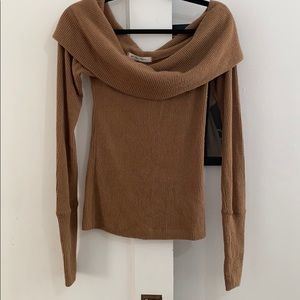 Free people caramel off the shoulder sweater